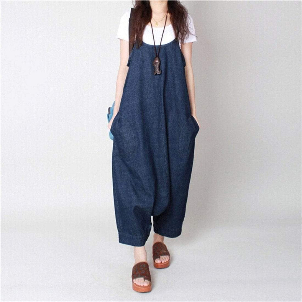 Long Denim Overall Dress with Large Pockets – Buddhatrends