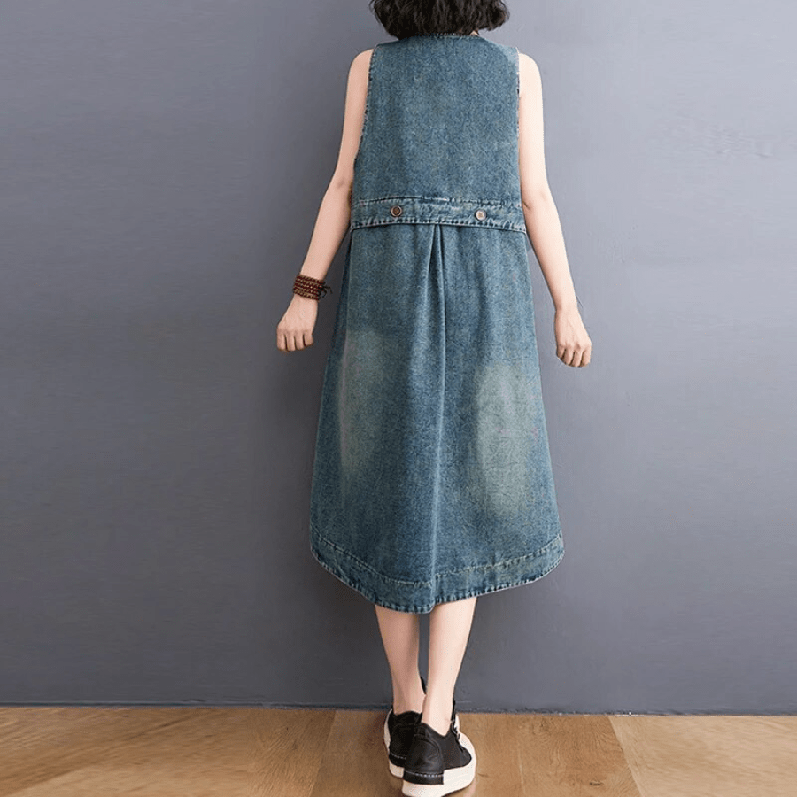 Buddha Trends denim overall dress Sunday Ready Denim Overall Dress