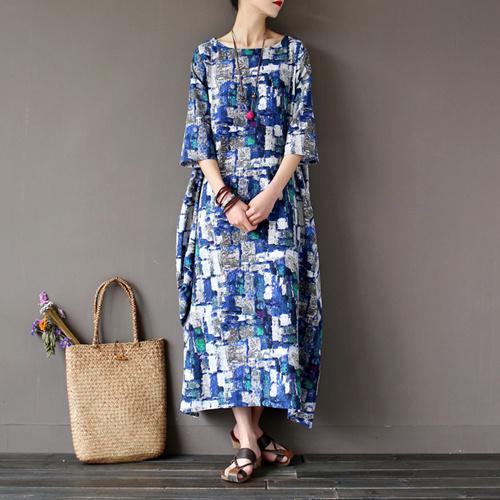 Buddha Trends Dress Art Inspired Cotton and Linen Maxi Dress