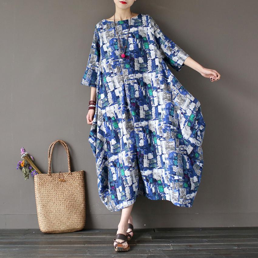 Buddha Trends Dress Art Inspired Cotton and Linen Maxi Dress