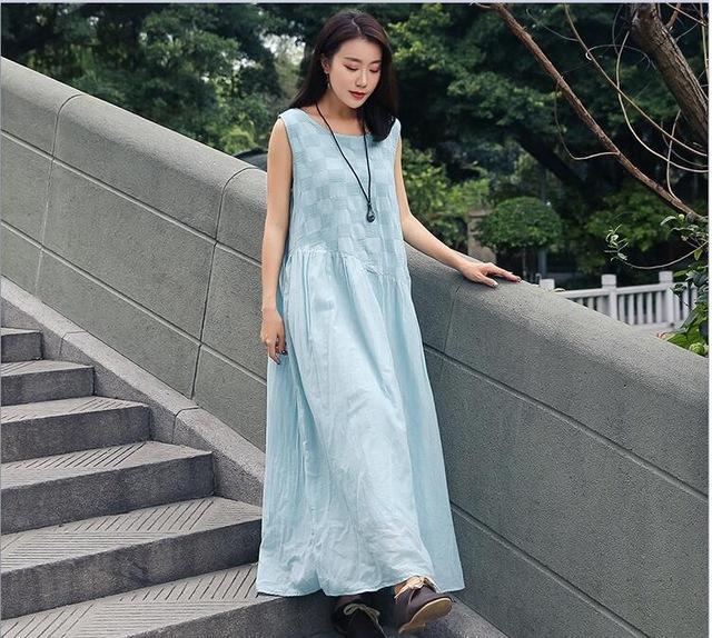 Cotton Linen Sleeveless Casual Dresses – Buddhatrends