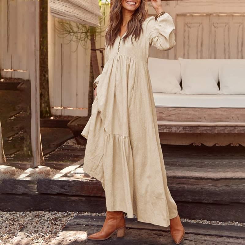 Buddha Trends Dress Beige / 4XL Good Karma Maxi Boho Dress