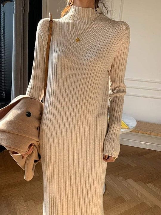 Buddha Trends Dress Jenna Solid Knitted Cotton Dress