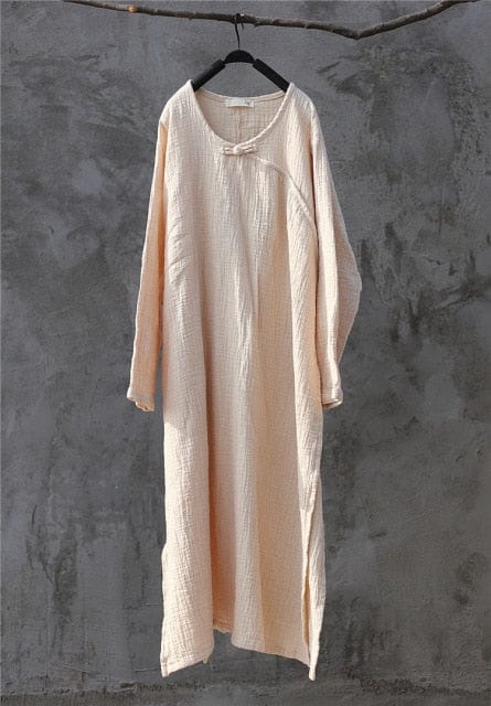 Buddha Trends Dress Beige / One Size Oversized Linen Maxi Dress | Zen