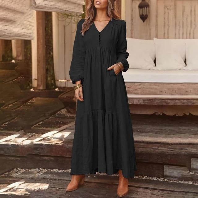 Buddha Trends Dress Black / 5XL Good Karma Maxi Boho Dress