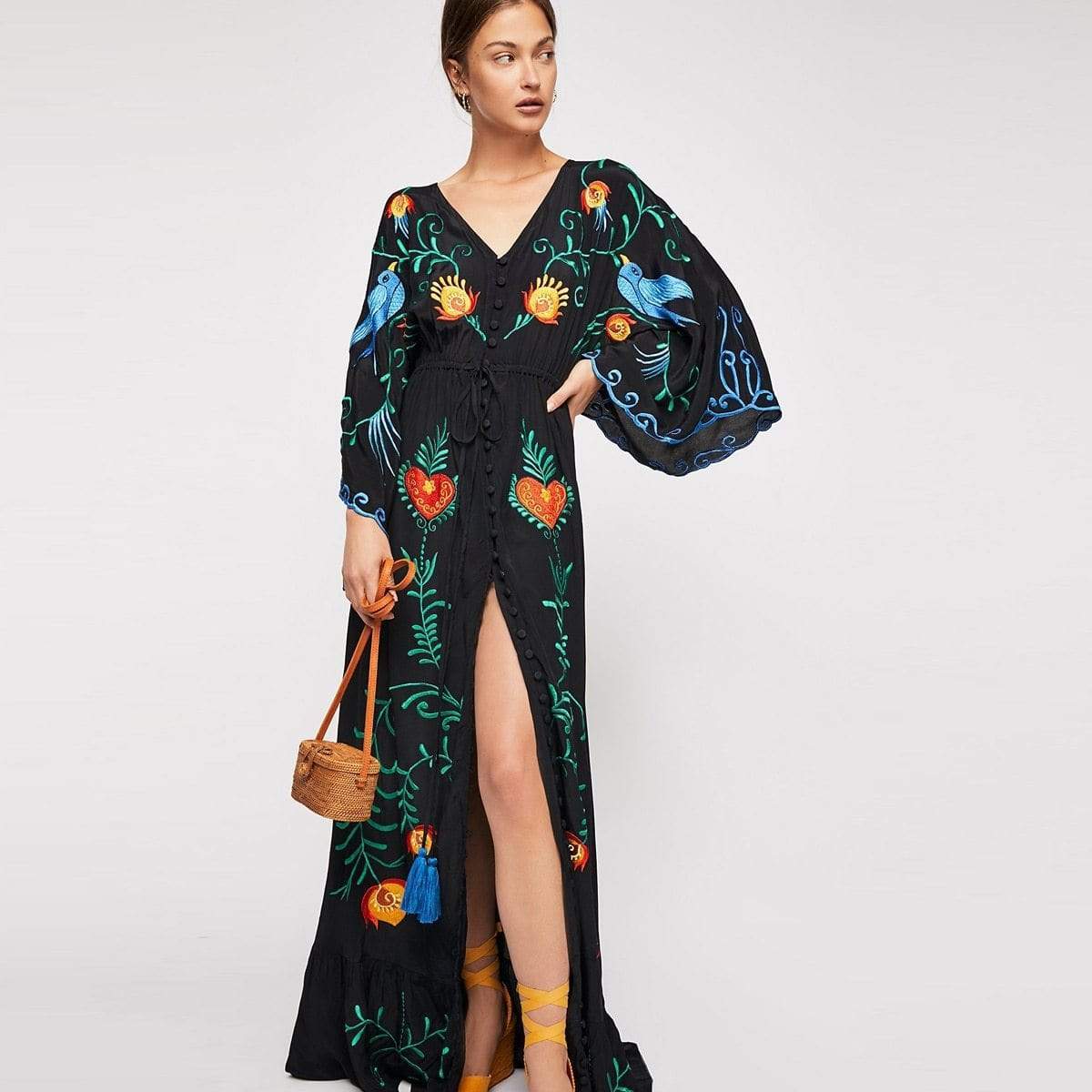 Buddha Trends Dress Black / S Higher Consciousness Boho Maxi Dress