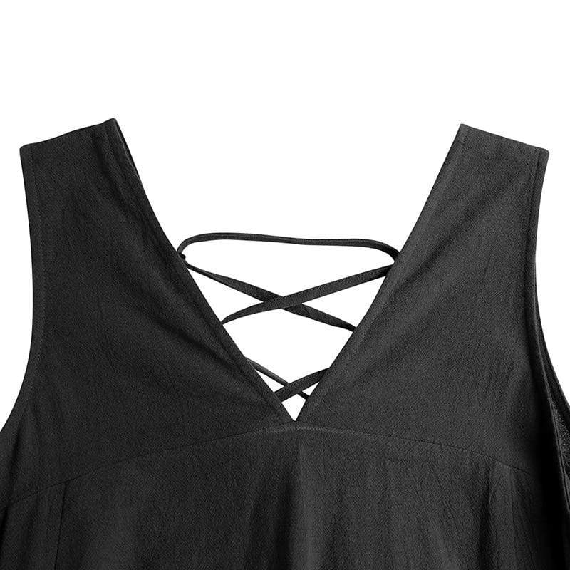 Buddha Trends Dress Casual V-neck Sleeveless Midi Dress