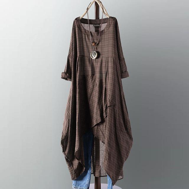 Casual Long Sleeve Asymmetrical Shirt Dress Red / S Casual Long Sleeve Asymmetrical Shirt Dress Red / S