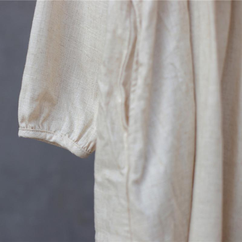 Buddha Trends Dress Empire Waist Cotton Linen Casual Dress | Zen