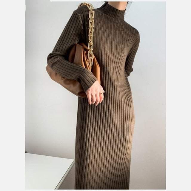 Buddha Trends Dress Jenna Solid Knitted Cotton Dress
