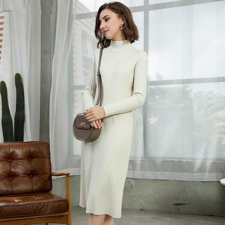 Buddha Trends Dress Jenna Solid Knitted Cotton Dress