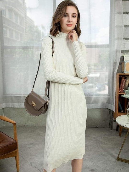 Buddha Trends Dress Jenna Solid Knitted Cotton Dress