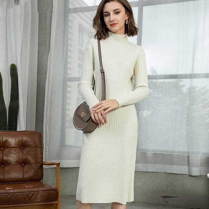 Buddha Trends Dress Jenna Solid Knitted Cotton Dress