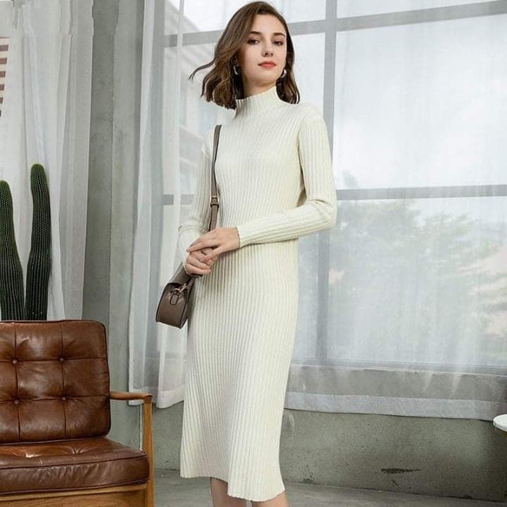 Buddha Trends Dress Jenna Solid Knitted Cotton Dress