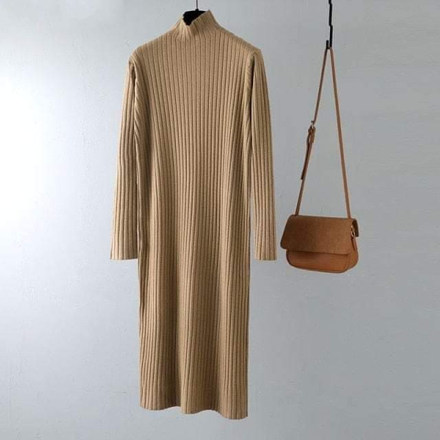 Buddha Trends Dress Jenna Solid Knitted Cotton Dress