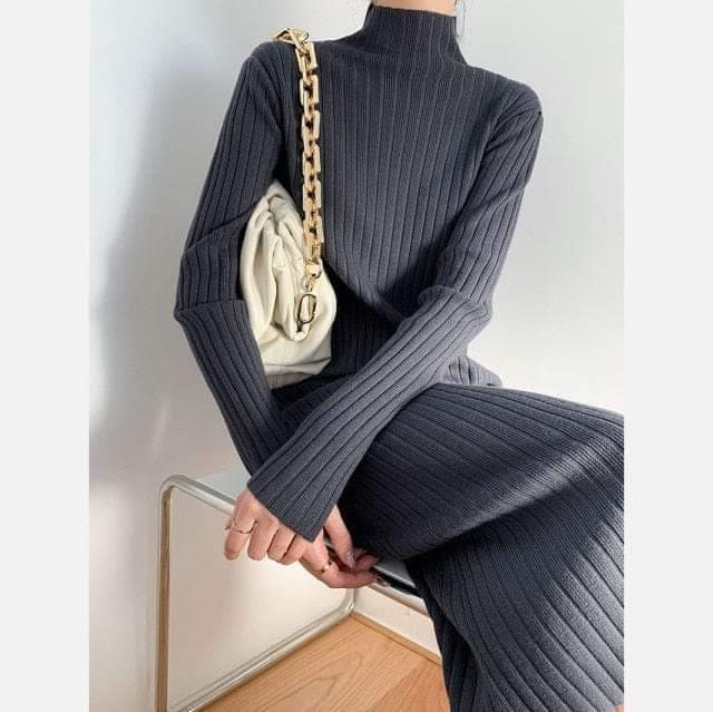 Buddha Trends Dress Jenna Solid Knitted Cotton Dress