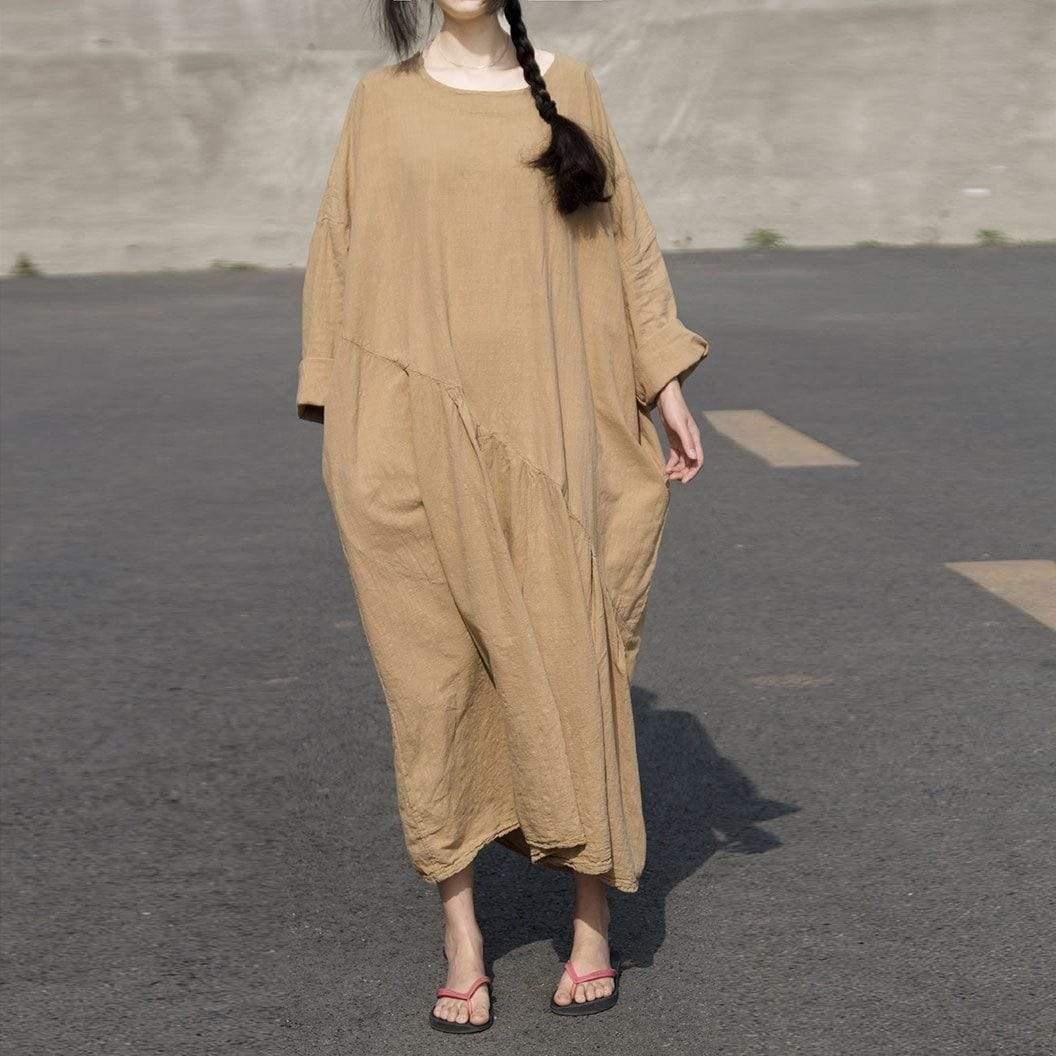 Long Sleeve Oversized Linen Maxi Dress | Lotus Buddhatrends Long Sleeve Oversized Linen Maxi Dress | Lotus Buddhatrends