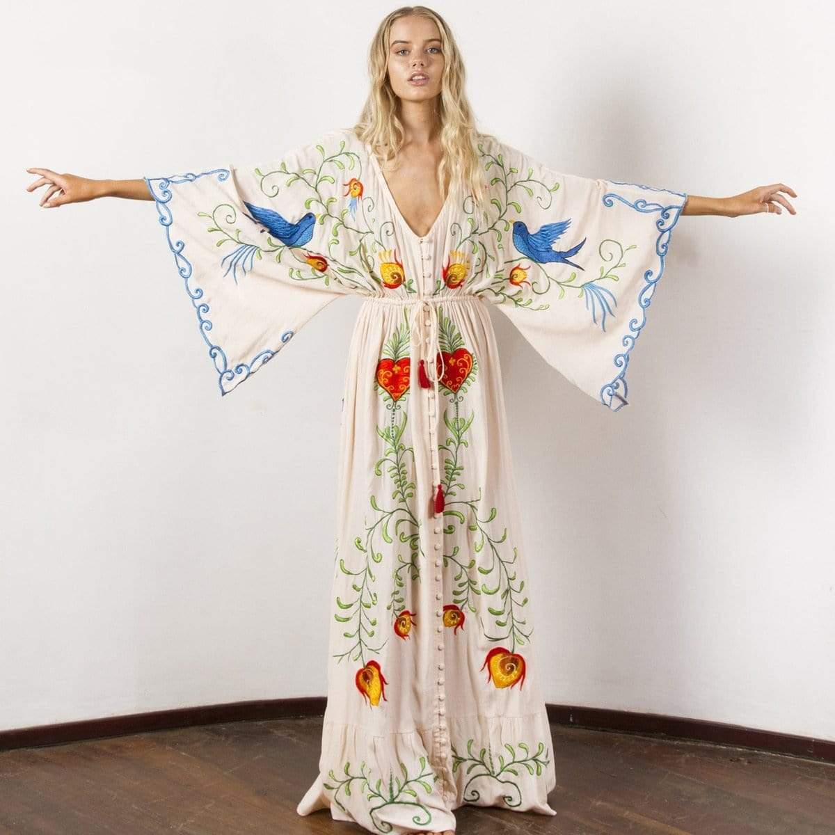 Buddha Trends Dress Light Beige / L Higher Consciousness Boho Maxi Dress