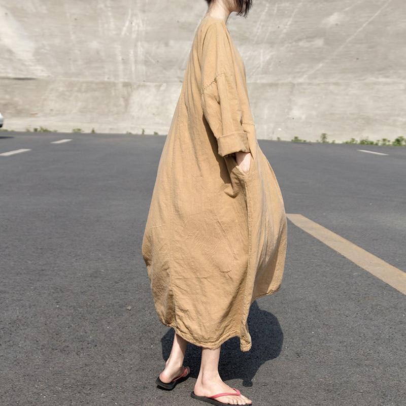 Buddha Trends Dress Long Sleeve Oversized Linen Maxi Dress | Lotus
