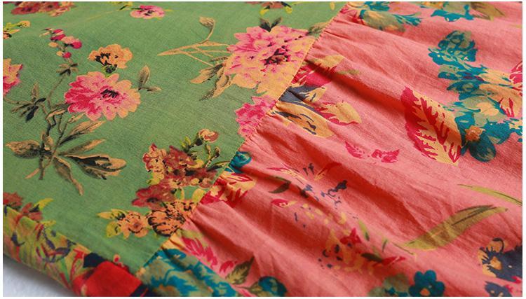 Buddha Trends Dress Multicolor Random Patchwork Hippie Dress