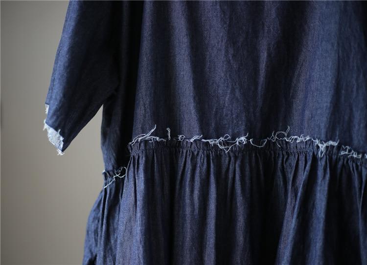Buddha Trends Dress One Size / Blue Casual Loose Denim Midi Dress