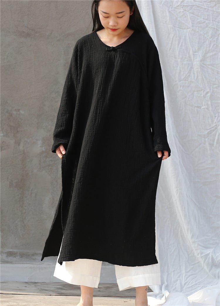 Buddha Trends Dress Oversized Cotton Linen Tunic Dress | Zen