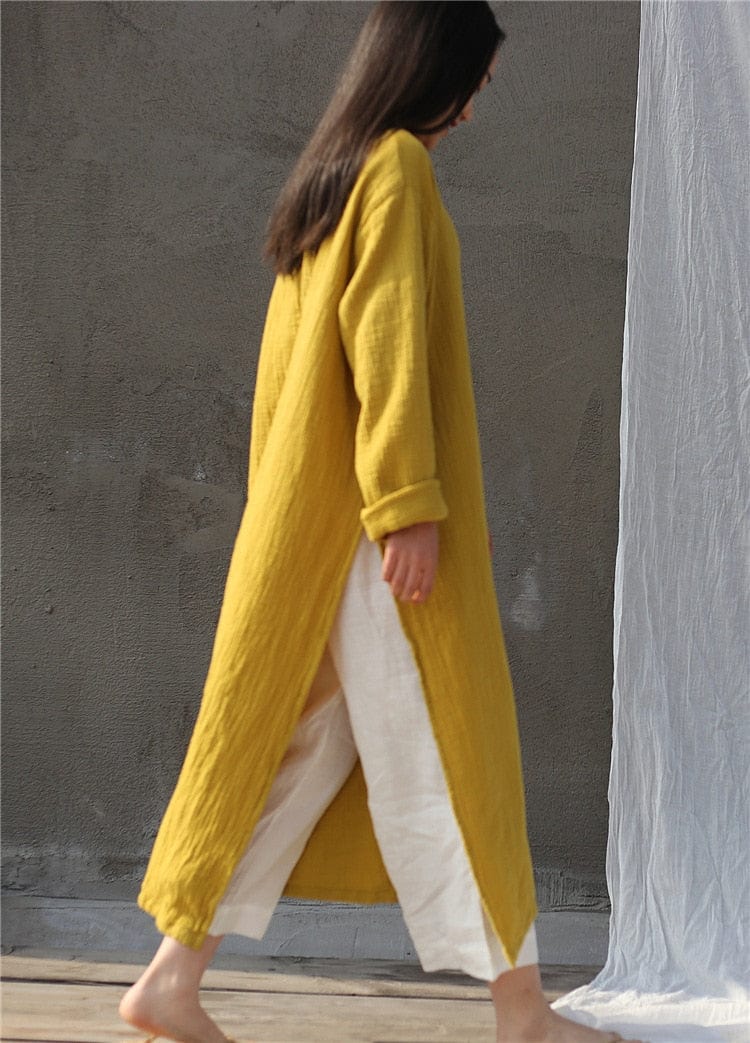 Buddha Trends Dress Oversized Cotton Linen Tunic Dress | Zen