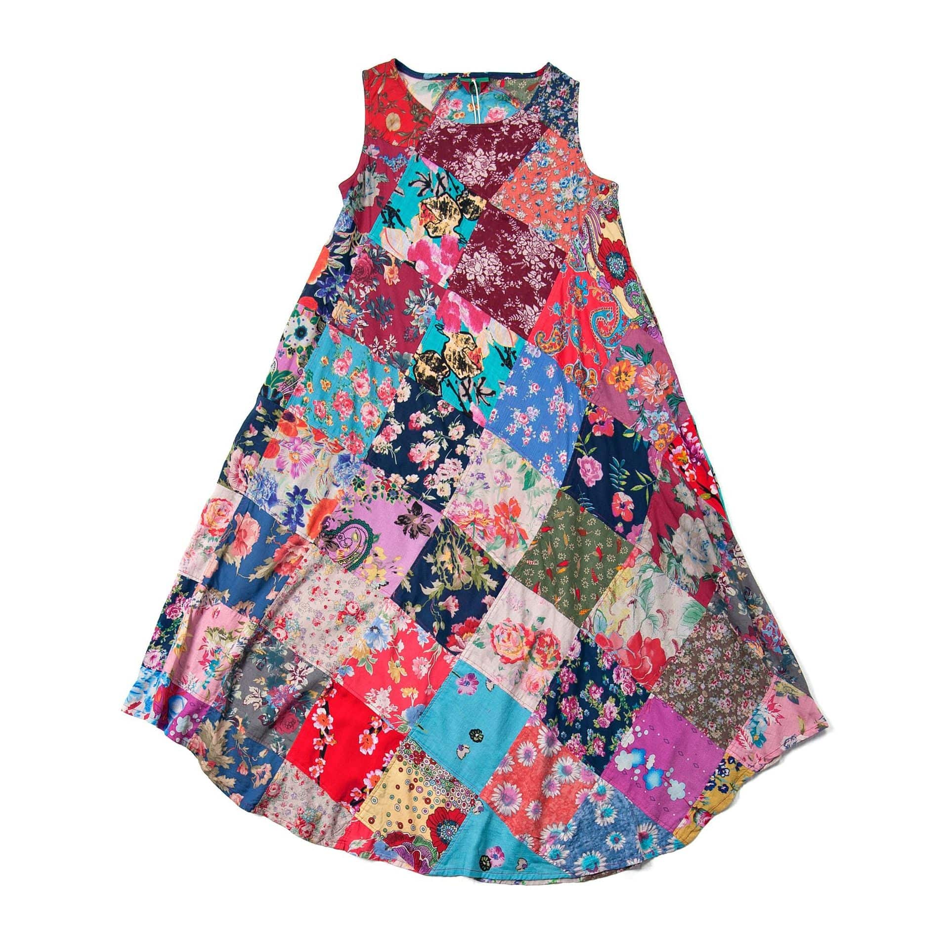 Buddha Trends Dress Patchwork Colourful Cotton Hippie Dress