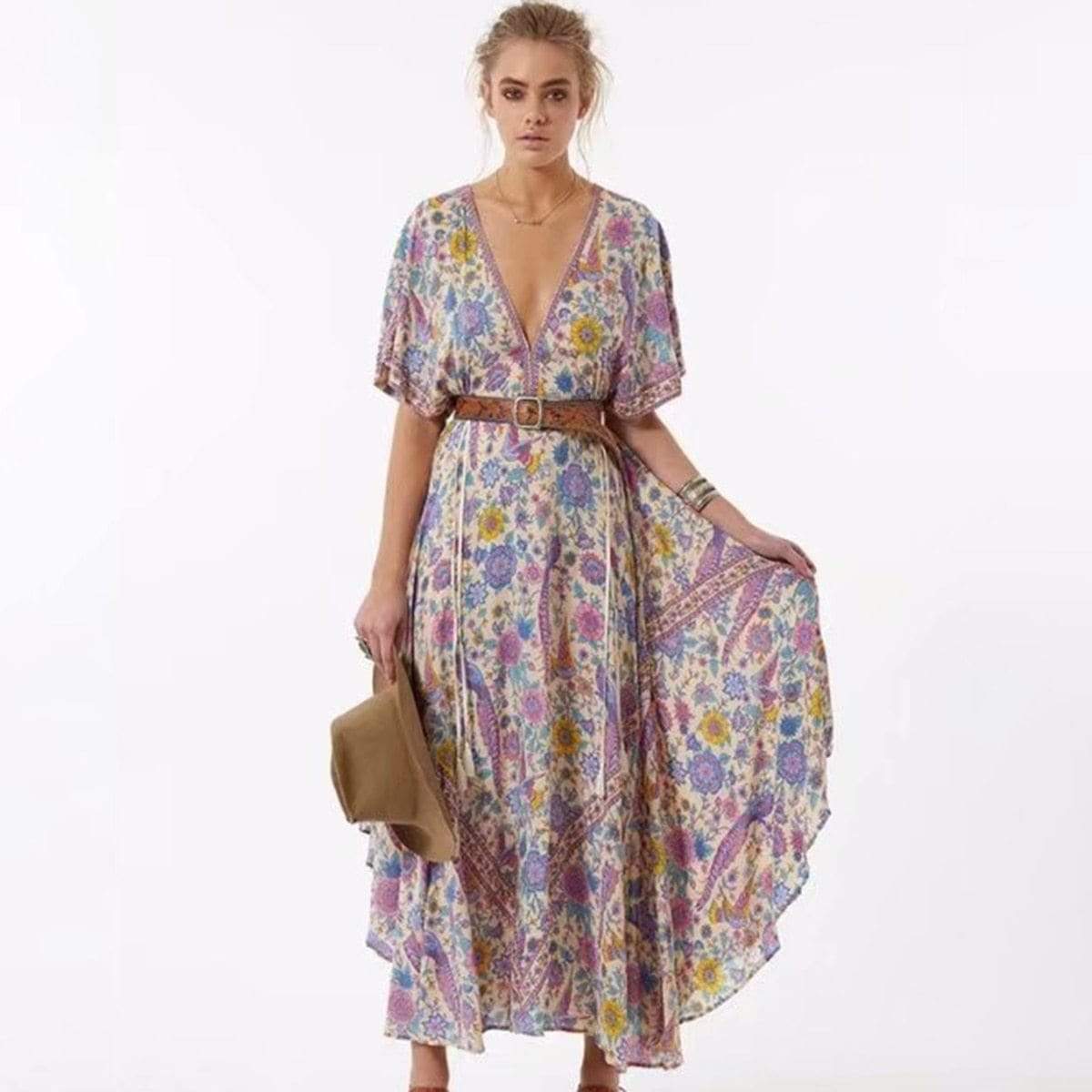 Buddha Trends Dress Starshine Floral Hippie Maxi Dress