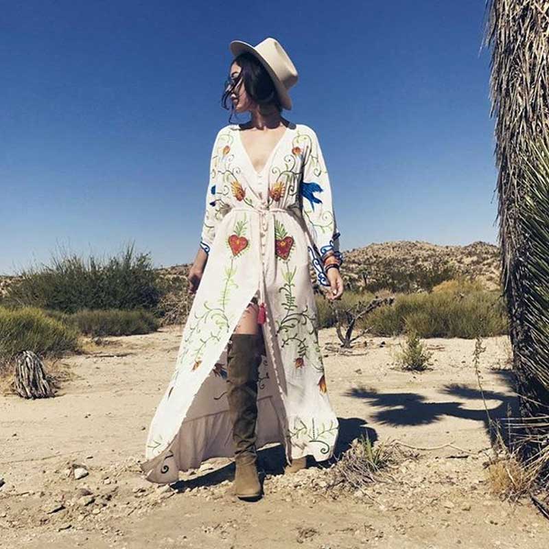 Buddha Trends Dress White / L Higher Consciousness Boho Maxi Dress