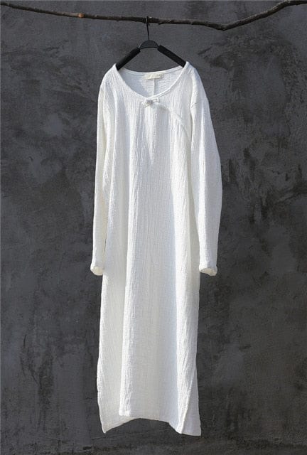 Buddha Trends Dress white / One Size Oversized Linen Maxi Dress | Zen