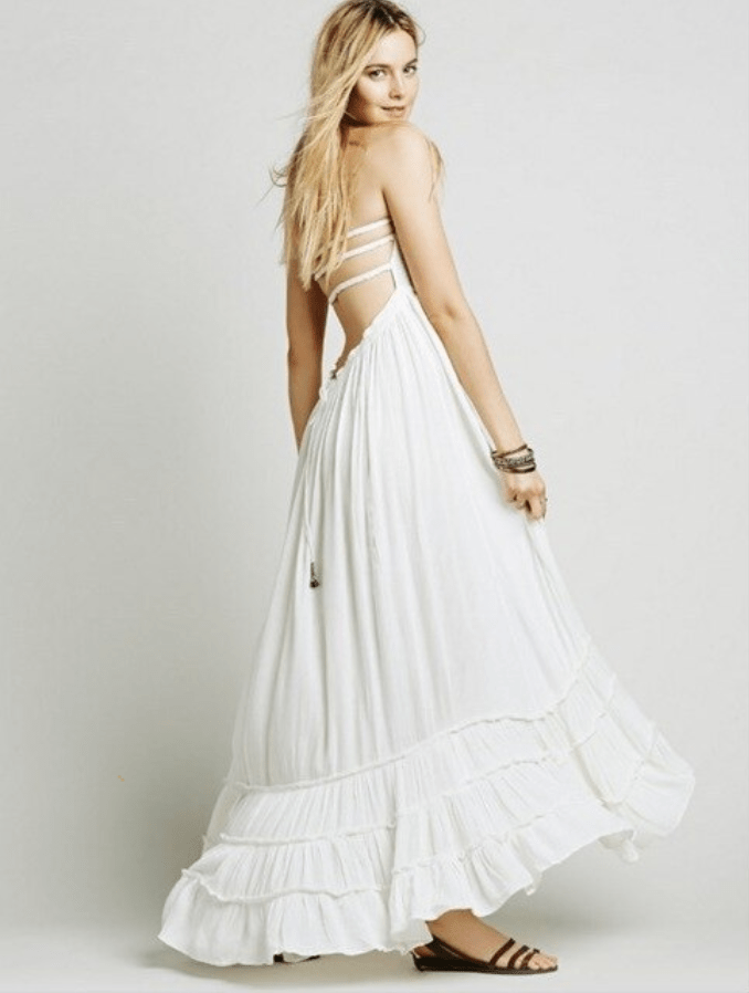 Buddha Trends Dress White / S Empire Waist Modern Boho Flowy Sundress
