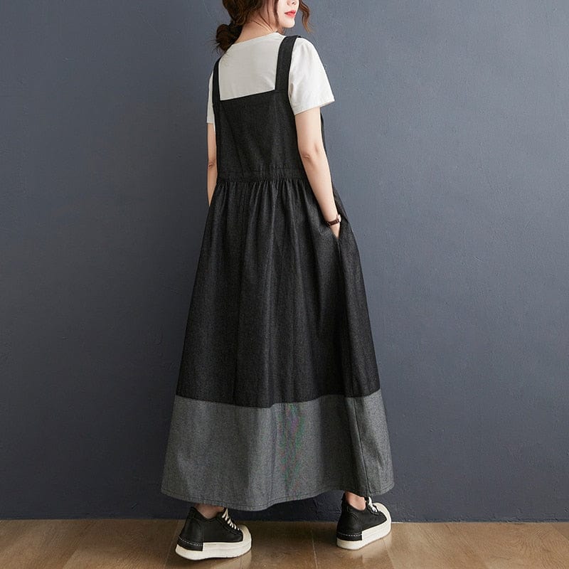Buddha Trends Dresses Black / One Size Going Off Overall Dress