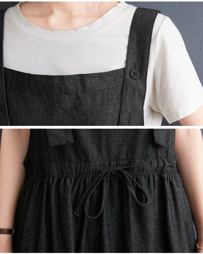 Buddha Trends Dresses Black / One Size Going Off Overall Dress
