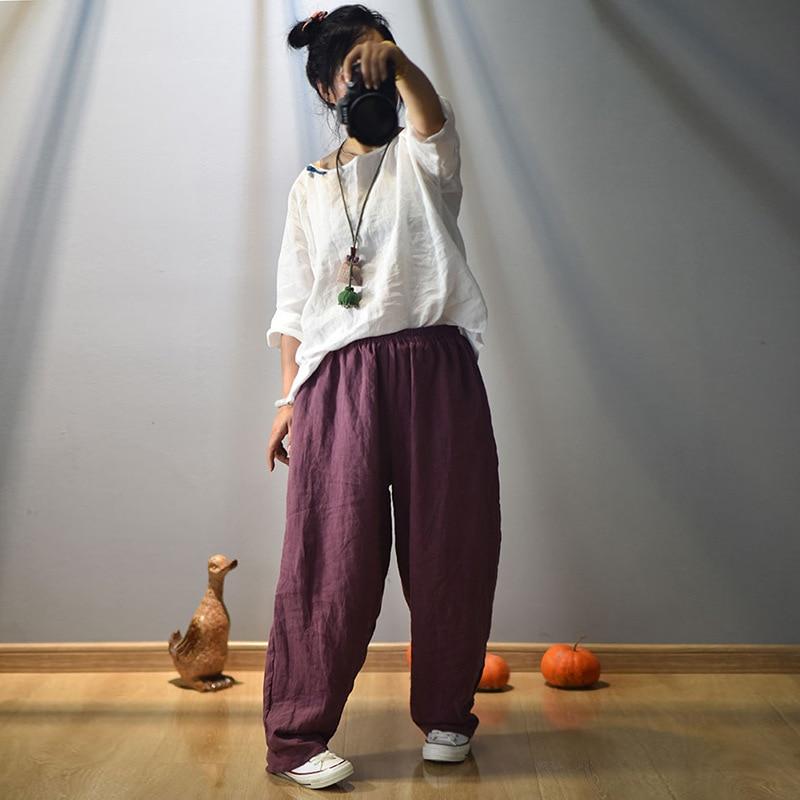 Buddha Trends Elastic Waist Linen Trousers | Zen
