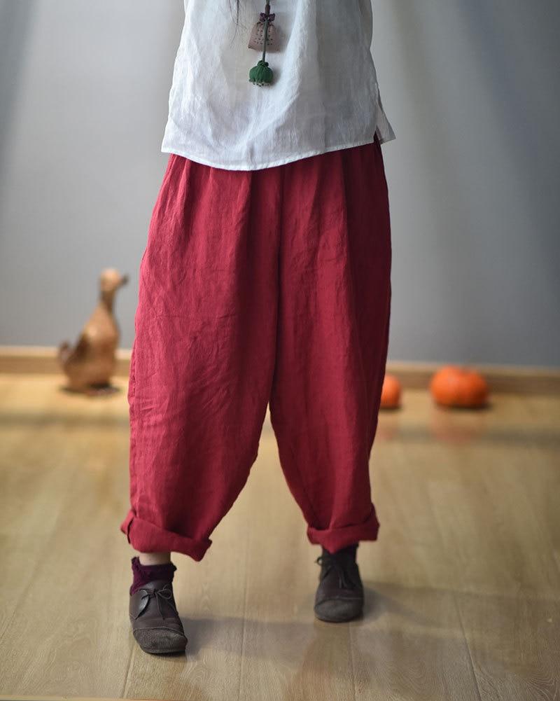Buddha Trends Elastic Waist Linen Trousers | Zen