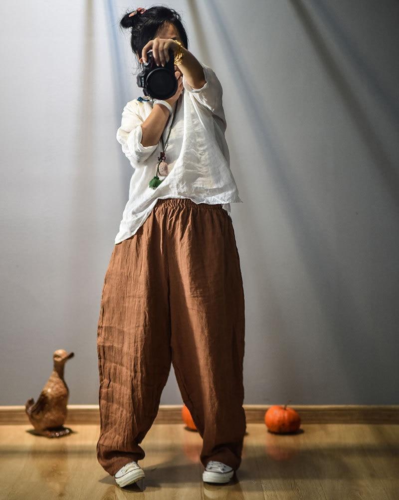 Buddha Trends Elastic Waist Linen Trousers | Zen