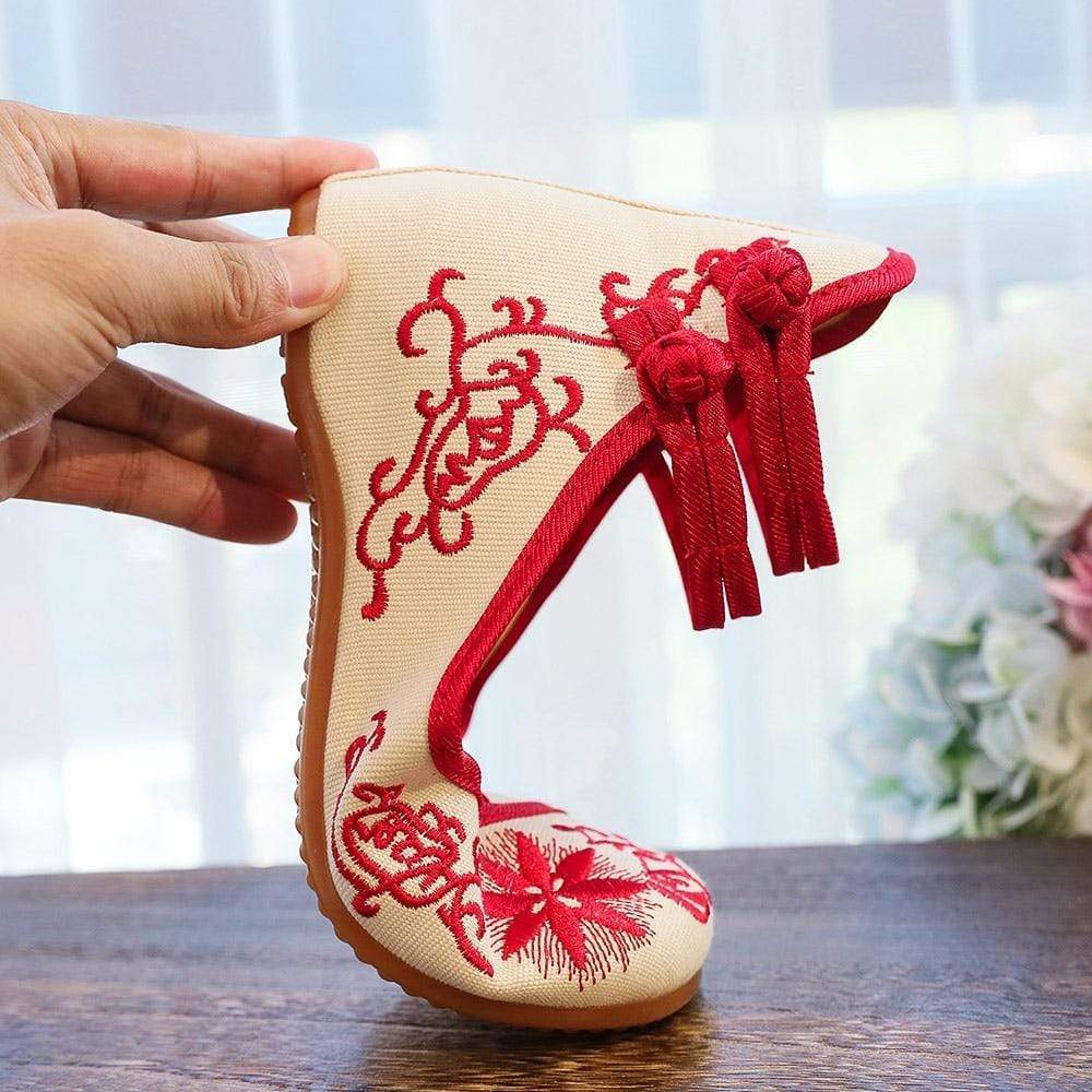 Buddha Trends Floral Embroidered Cotton Linen Flats