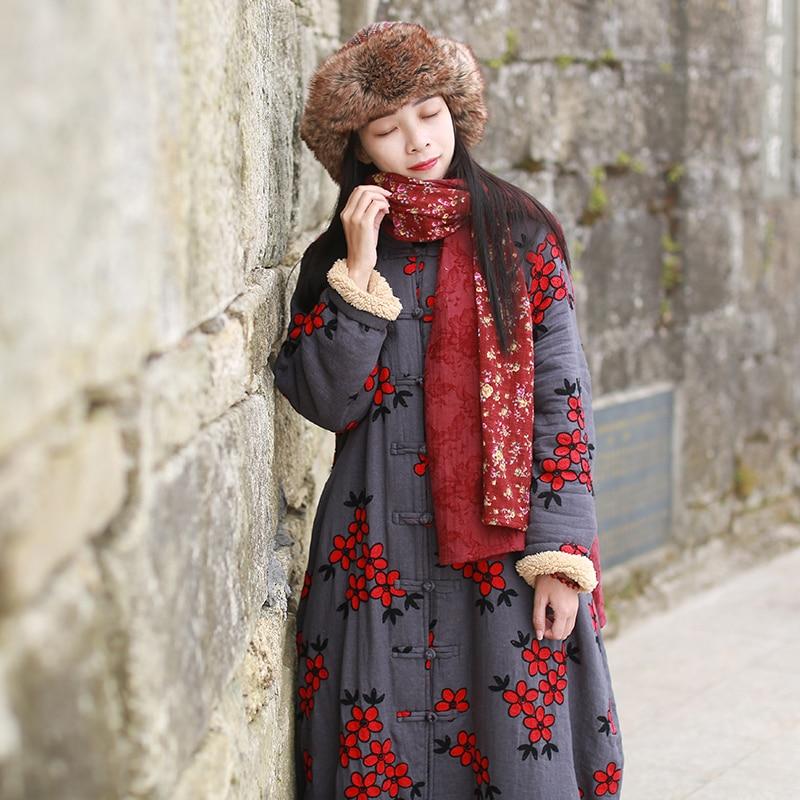 Buddha Trends Floral Embroidered Trench Coat