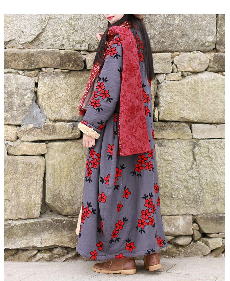 Buddha Trends Floral Embroidered Trench Coat