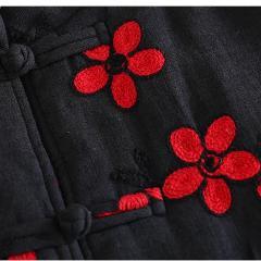 Buddha Trends Floral Embroidered Trench Coat