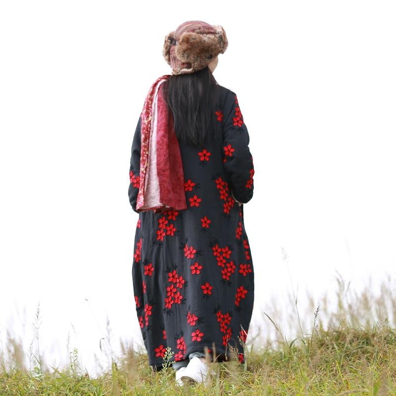 Buddha Trends Floral Embroidered Trench Coat