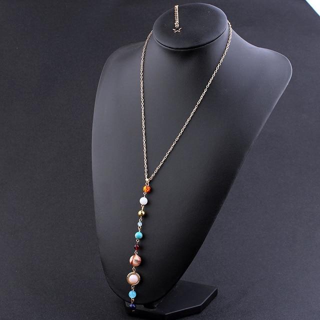 Buddha Trends Golden Color Drop Chain Planet Galaxy Necklace