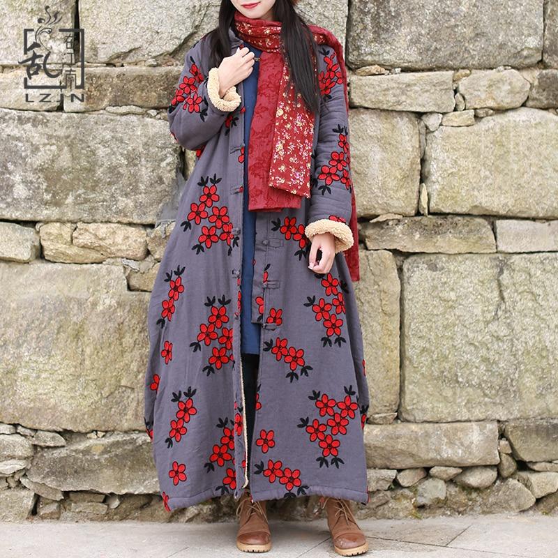 Buddha Trends Gray / One Size Floral Embroidered Trench Coat