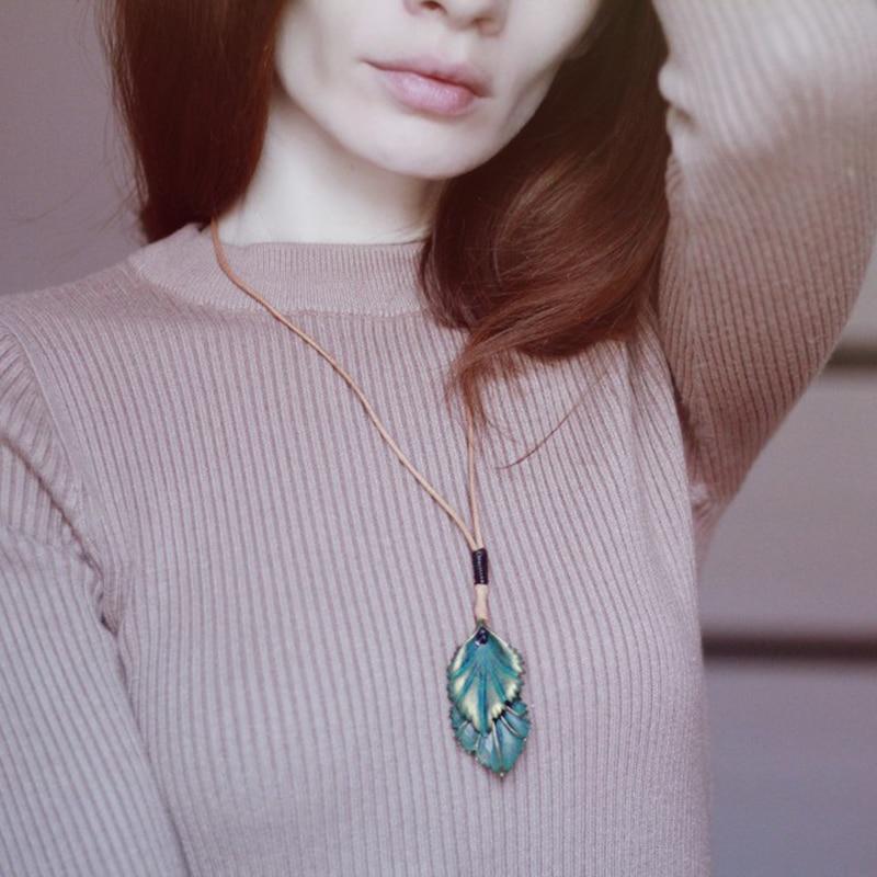 Buddha Trends Green Leaf Necklace