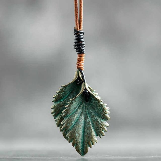 Buddha Trends Green Leaf Necklace