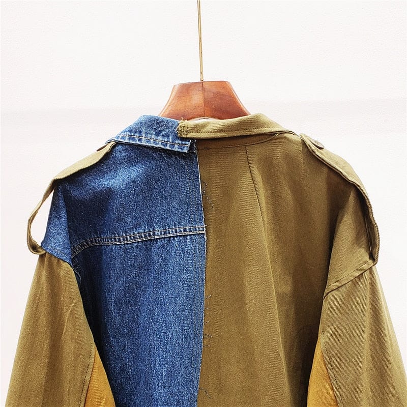 Buddha Trends Half and Half Denim Army Jacket | Millennials