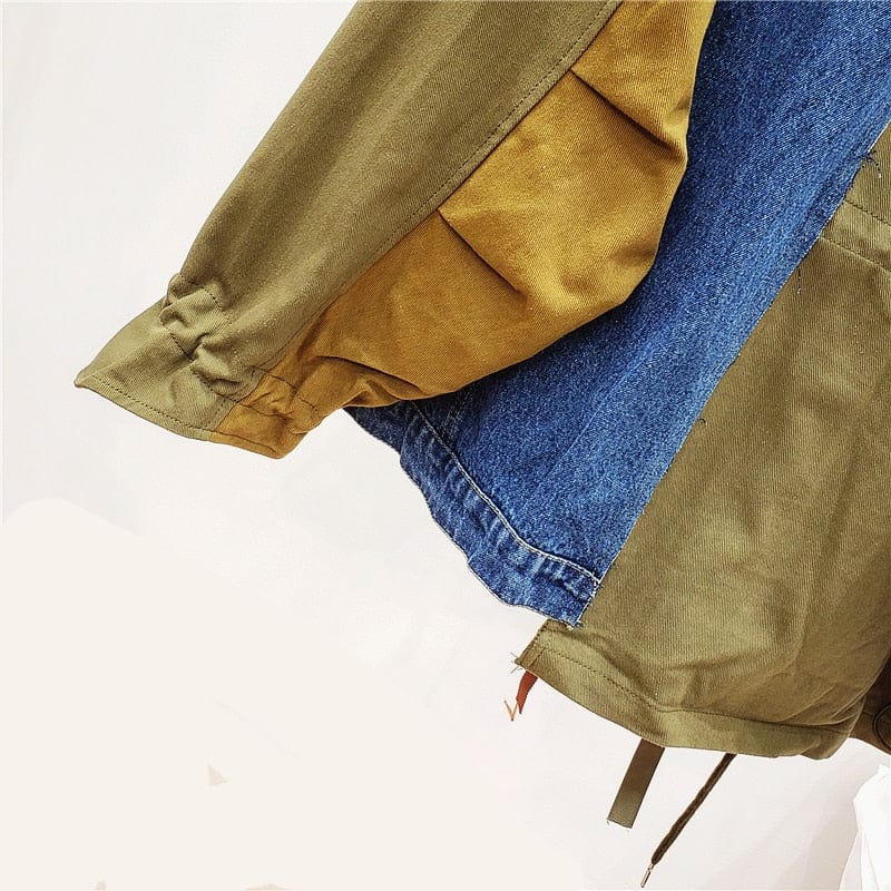 Buddha Trends Half and Half Denim Army Jacket | Millennials