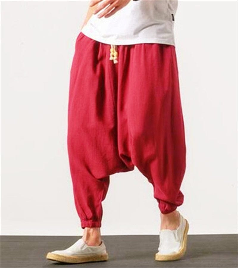 Buddha Trends Harem Pants Cotton and Linen Drop Crotch Harem Pants | Lotus