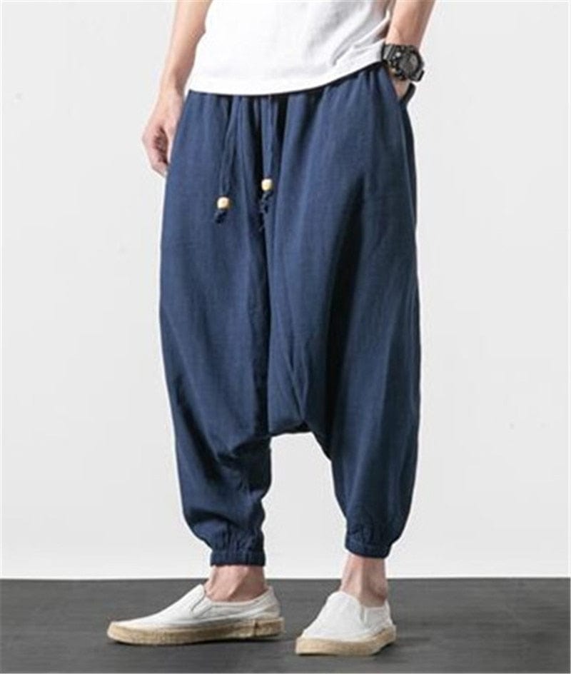 Buddha Trends Harem Pants Cotton and Linen Drop Crotch Harem Pants | Lotus